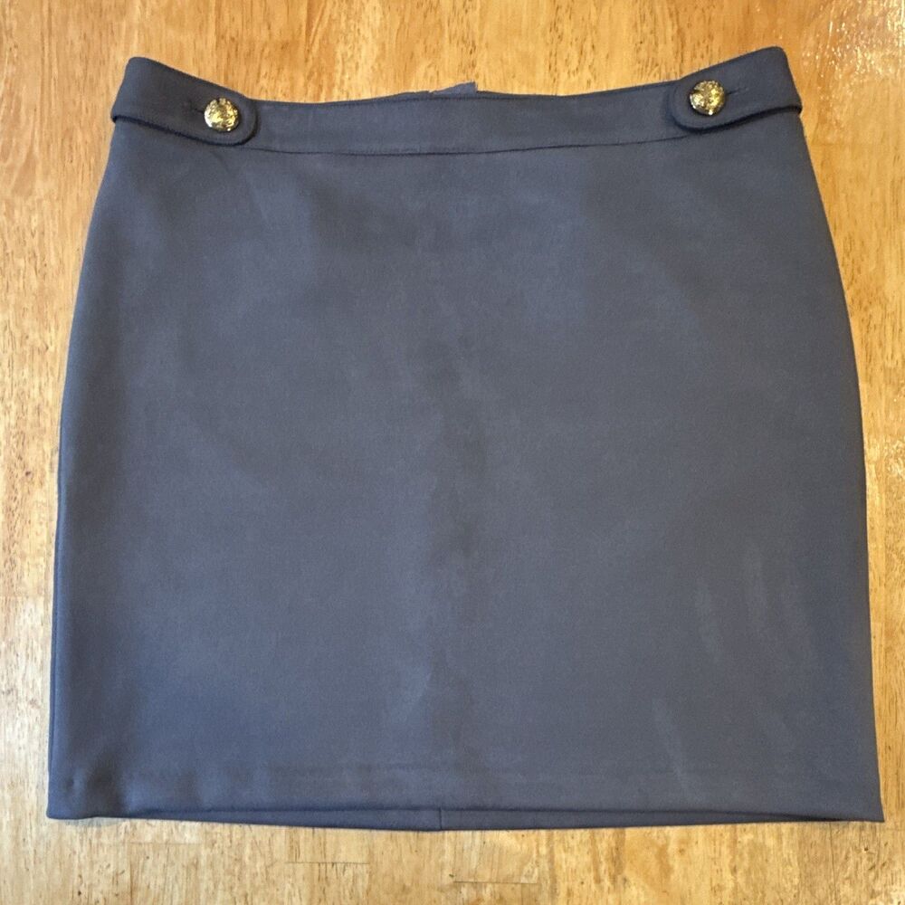 White House Black Market grey A-Line Short faux suede Skirt Lined size 4